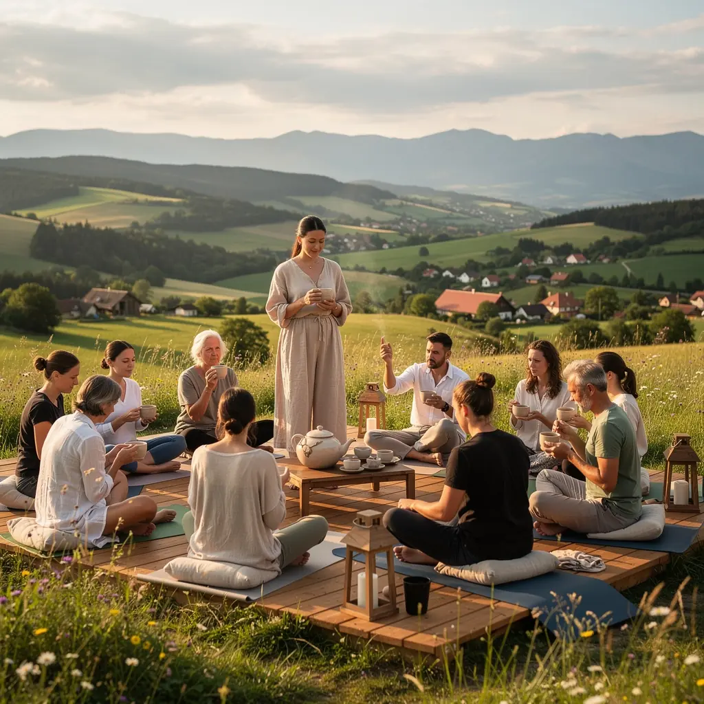 Sklenený pohár s horúcim čajom a citrónovými plátkami.